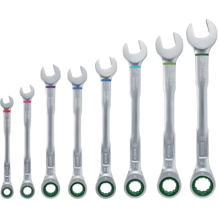 Bosch (1600A027PS) с трещоткой 8 шт Набір ключів комбінованих