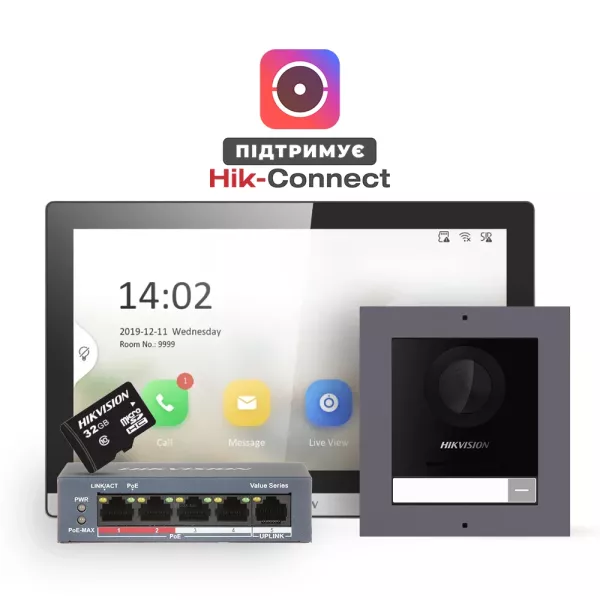 DS-KD8003-IME1(B)+DS-KH6350-TE1+HS-TF Комплект (накладна панель)