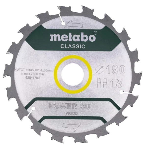 Metabo "power cut wood - professional" (628417000) Пильний диск 190x30, Z18 WZ 5° /B