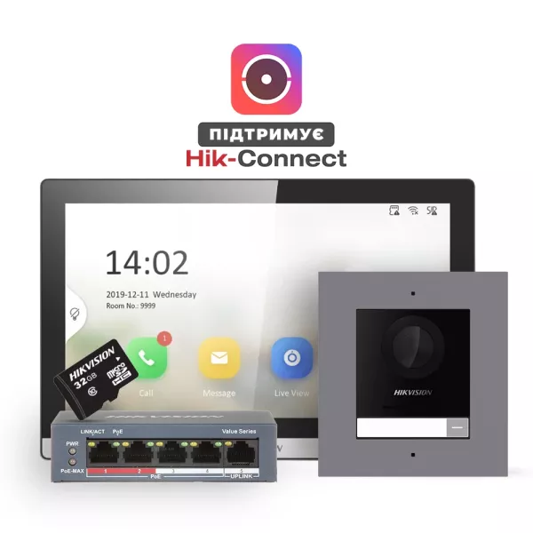 DS-KD8003-IME1(B)+DS-KH6350-TE1+HS-TF Комплект (врізна панель)