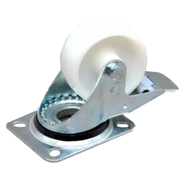 Колесо до шаф поліамід(d80) на площадці зі стопором 180кг/колесо