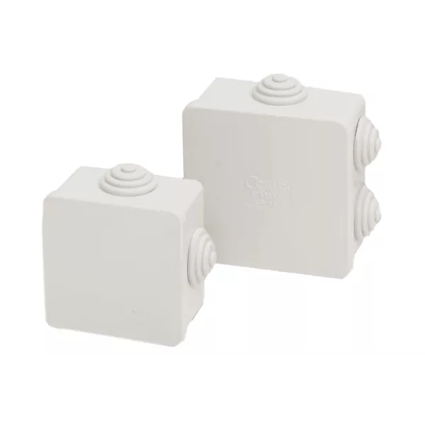 Коробка (03221003656) розподільна 65x65x40 сіра з кабельними вводами