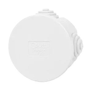 Коробка (032-21020-653) розподільча кругла 65*35 біла з кабельними вводами