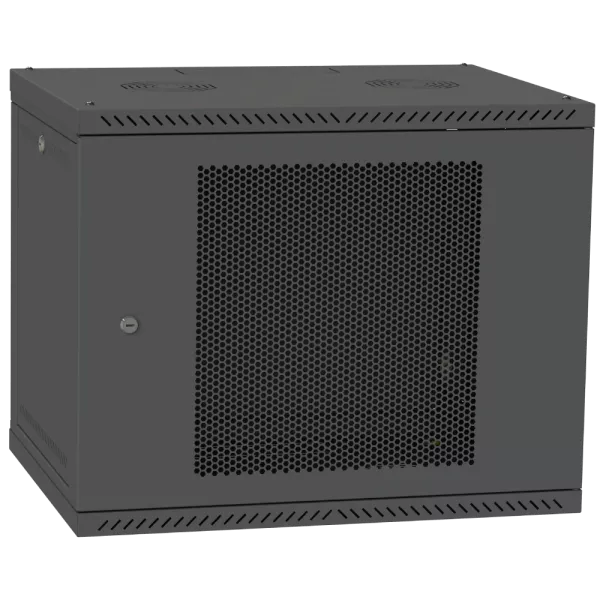IPCOM 12U 600x600 Шафа телекомунікаційна двері перфорація (чорна)
