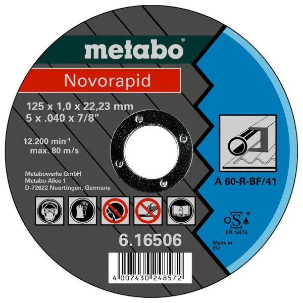 Metabo Novorapid (616506000) Відрізний круг по металу 125 x 1,0 x 22,23 мм, сталь, TF 41