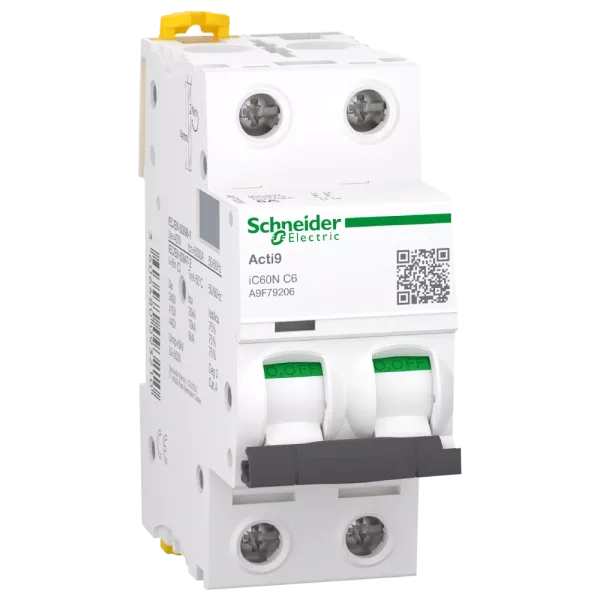 Schneider Electric A9F79206 Acti9 iC60 2P 6A C Автоматичний вимикач