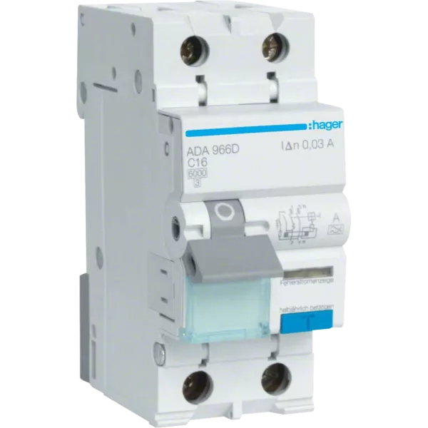 Hager ADA966D Дифавтомат 1P+N, 6kA, C-16A, 30mA, A