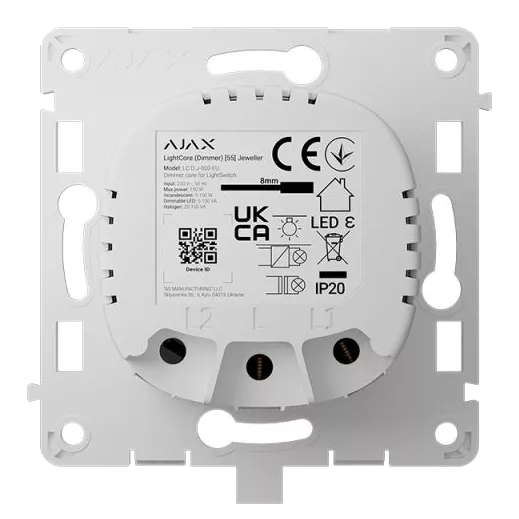 Ajax LightCore (Dimmer) [55] (8EU) ASP white Бездротовий розумний сенсорний димерний вимикач світла