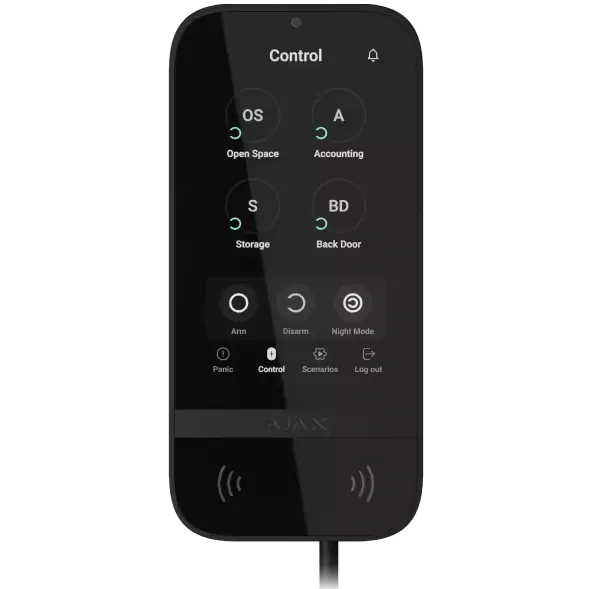 Ajax KeyPad TouchScreen Fibra black проводная сенсорная Клавіатура