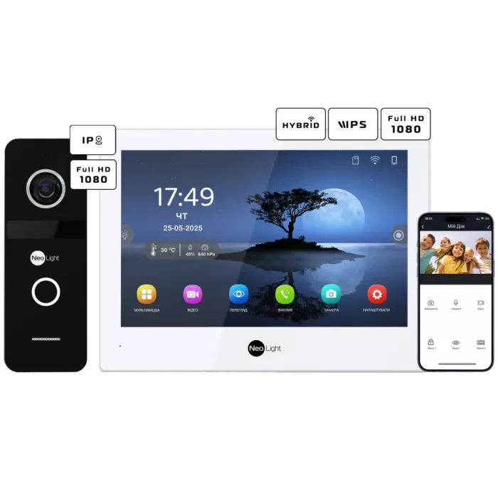 Neolight ALPHA Hybrid + SOLO IP Black с уголком, PoE адаптер для вызовной панели Комплект відеодомофону