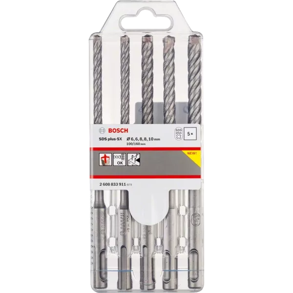 SDS plus-5X 6/6/8/8/10 Набір бурів по бетону