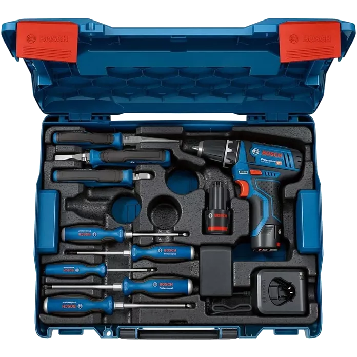 Bosch Professional (060186810R) Набор ручных инструментов с шуруповертом.