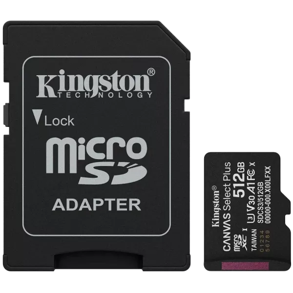 Kingston 512GB microSDXC Canvas Select Plus Gen3 Card + Adapter Модуль флеш-пам'яті