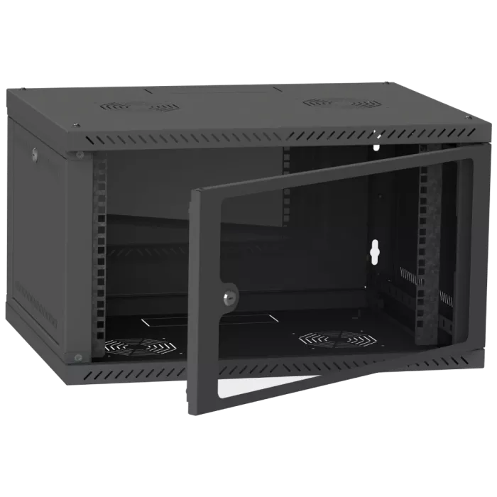 IPCOM CH-6U 600x350 стекло RAL9005 Шафа серверна