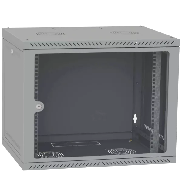 IPCOM 9U 600x600 Шафа телекомунікаційна двері скло (сіра)
