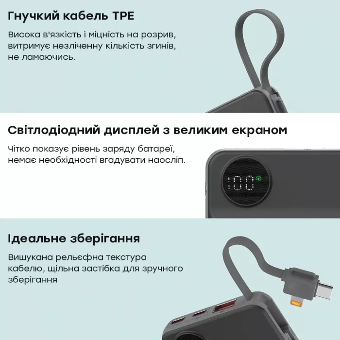 Choetech B695 10 000мА•ч Black с магнитной зарядкой Повербанк