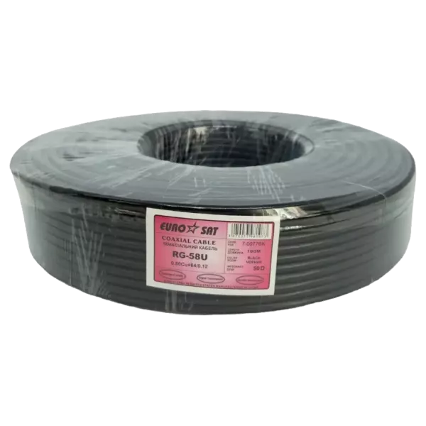 RG-58U (0.8СU+2.9PE+Al foil+64х0,12CCA) 5мм 100м Кабель коаксиальный