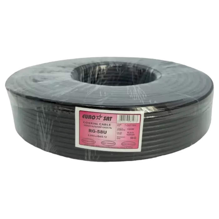 RG-58U (0.8СU+2.9PE+Al foil+64х0,12CCA) 5мм 100м Кабель коаксиальный