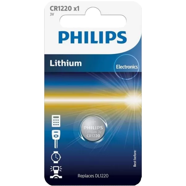 Philips CR1220 Батарейка літієва блістер, 1 шт