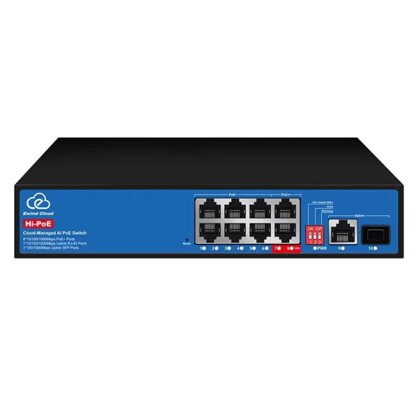 Ewind EW-ES3010CGSH-AP AI PoE Комутатор 10 портів керований хмарно