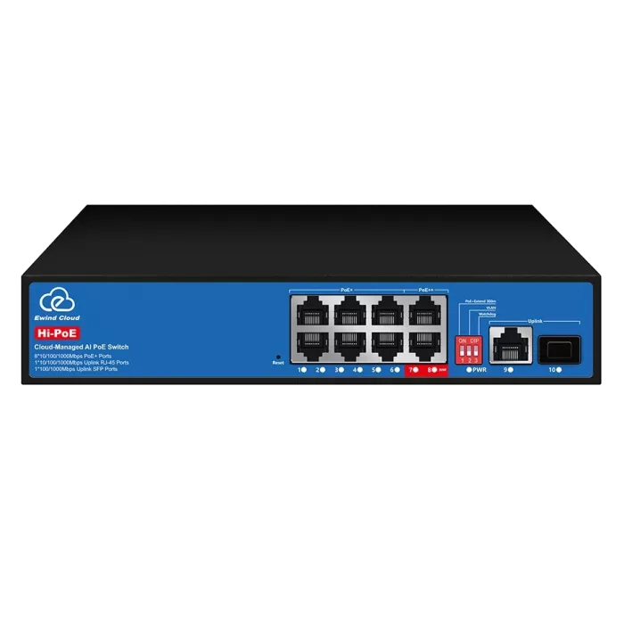 Ewind EW-ES3010CGSH-AP AI PoE Комутатор 10 портів керований хмарно