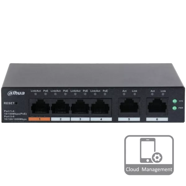 Dahua DH-CS4006-4ET-60 PoE Комутатор 4 порти керований