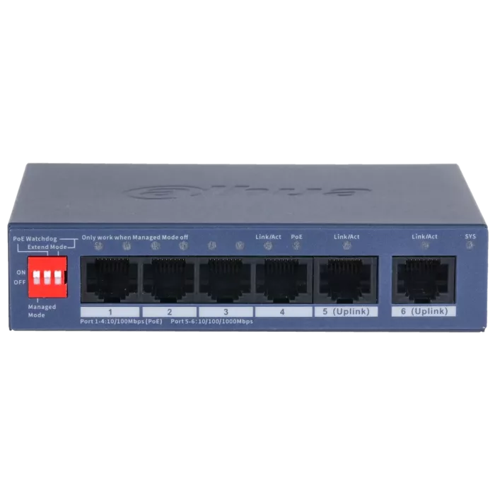 Dahua DH-CS4006-4ET2GT-36 PoE Комутатор 4 порти керований