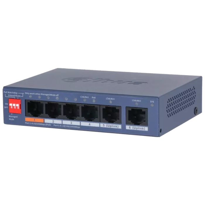 Dahua DH-CS4006-4ET2GT-60 PoE Комутатор 4 порти керований
