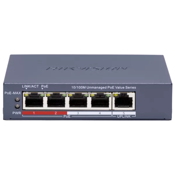 Hikvision DS-3E0105P-E/M(C) POE Комутатор 4 порти некерований