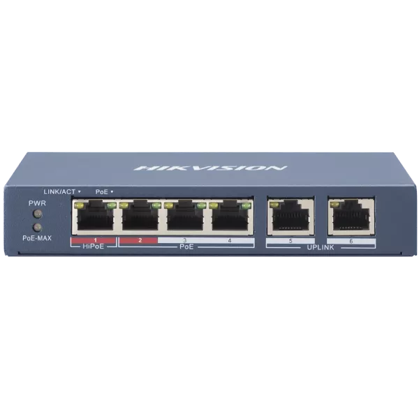 DS-3E0106HP-E/M 4-портовий некерований POE комутатор Hikvision