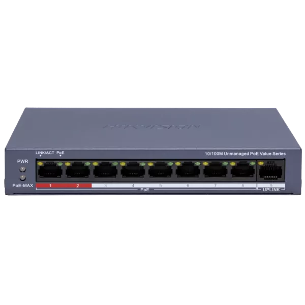 Hikvision DS-3E0109P-E/M(C) POE Комутатор 8 портів некерований