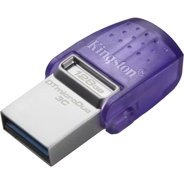 Kingston 128GB USB 3.2 Type-A Gen1 + Type-C DT microDuo 3C R200MB/s Накопичувач