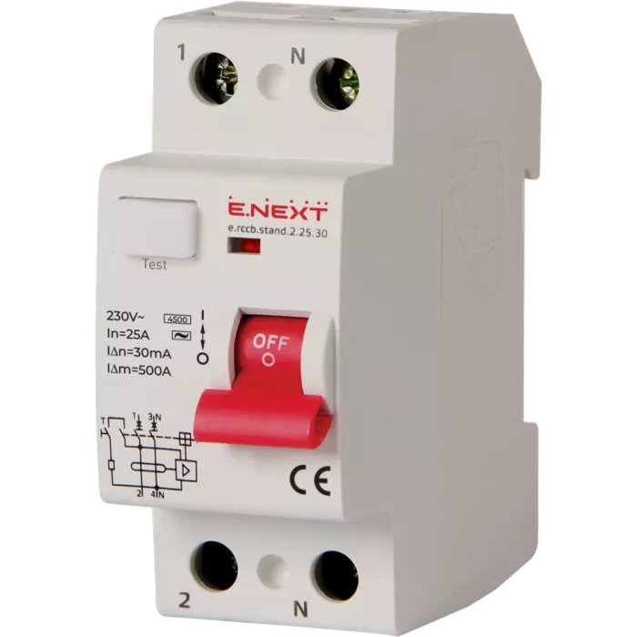 Enext e.rccb.stand.2.25.30 2р, 25А, 30mA Вимикач диференційного струму