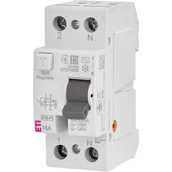 ЕТІ 2р EFI6-P2 16/0,03 тип AC (6kA) Реле дифференциальное (УЗО)