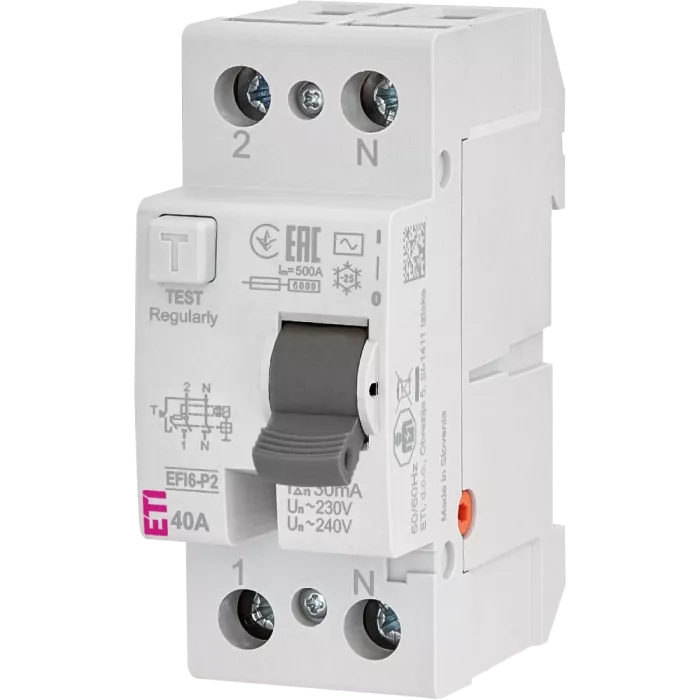 ЕТІ 2р EFI6-P2 40/0,03 тип AC (6kA) Реле диференційне (ПЗВ)