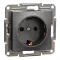 Schneider Electric EPH2900171 Asfora Розетка 220В антрацит, пластик, с заземлением, Schuko, без защитной крышки, без шторок, для врезного монтажа