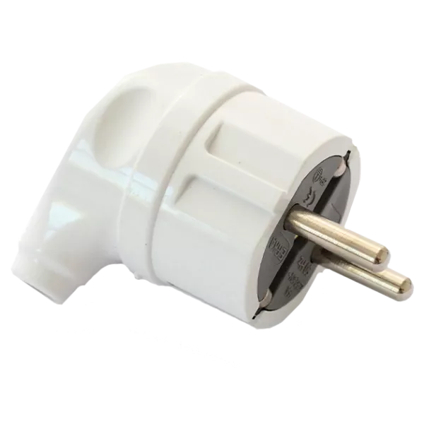 ERKA 1003, 16А  Вилка з/к кутова, біла