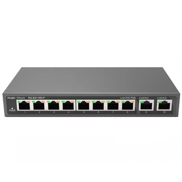 Ruijie Reyee RG-ES110D-P PoE Комутатор 8 портів некерований