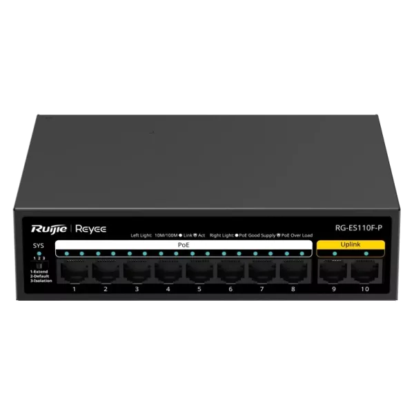 Ruijie Reyee RG-ES110F-P PoE Комутатор 10 портів некерований