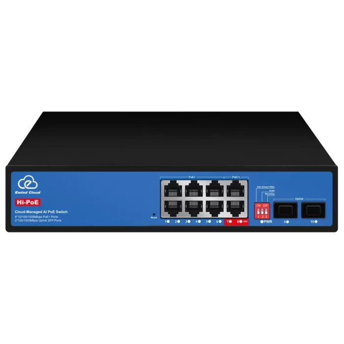 Ewind EW-ES3010FGSH-AP AI PoE Комутатор 10 портів керований хмарно
