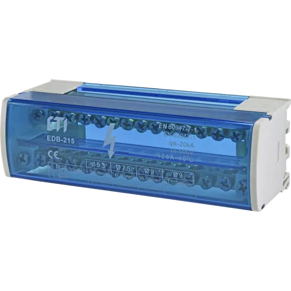 ЕТІ EDB-215 Блок розподільчий 2p, L+PE/N, 125A (15 виходів)