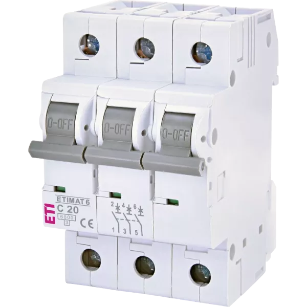 ЕТІ ETIMAT 6 3Р 20А 6kA C Автоматичний вимикач