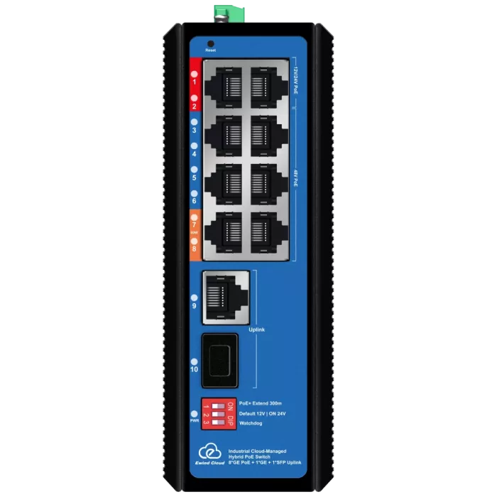 Ewind EW-EPIS3910SH-8GE AI PoE Комутатор 10 портів керований хмарно