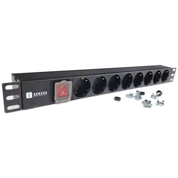 220в 19 1U з вимикачем без кабелю Блок 8 розеток