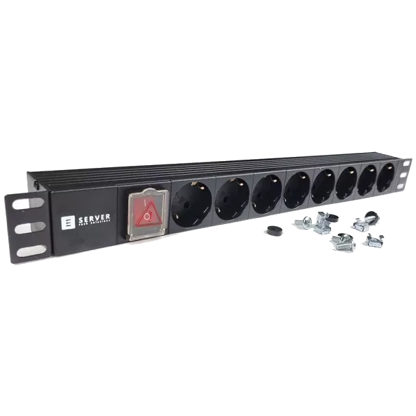220в 19 1U з вимикачем без кабелю Блок 8 розеток