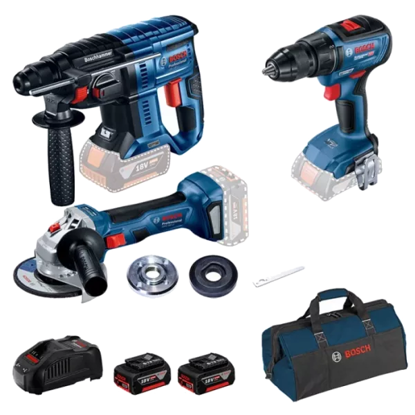 Bosch GBH 180-LI + GSR 18V-50 + GWS 180-LI Набір інструментів перфоратор + шуруповерт + болгарка