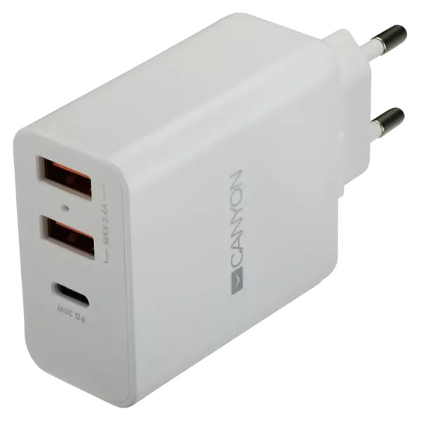 Canyon H-08 white (QC/PD 30W) Мережевий зарядний пристрiй