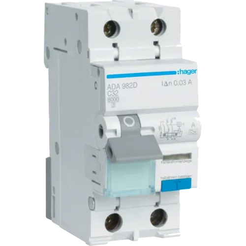 Hager ADA982D Дифавтомат 1P+N, 6kA, C-32A, 30mA, A