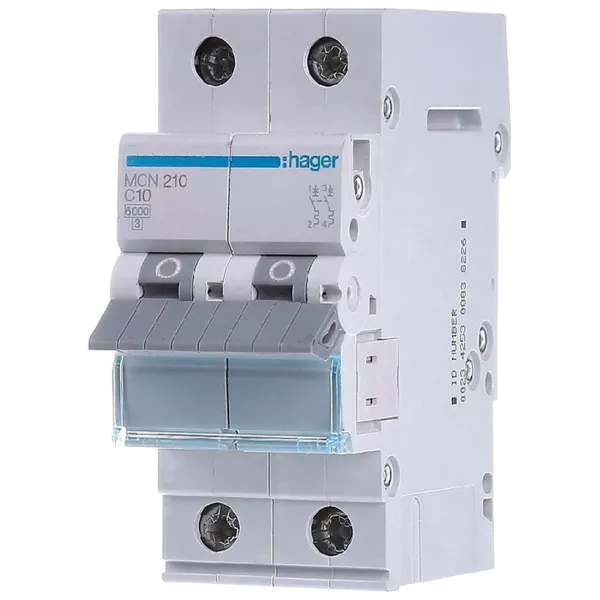 Hager MCN210 Автоматичний вимикач 2P 6kA C-10A 2M