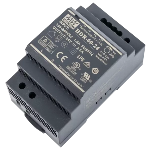 MeanWell HDR-60-24 24B 2.5А Блок живлення (для монтажа на DIN рейку)